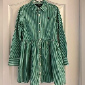 Girls Polo Ralph Lauren striped cotton shirt dress size 7